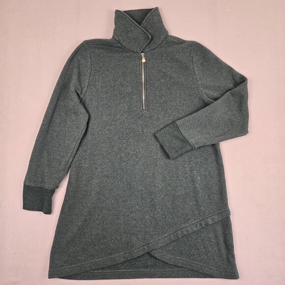 Soft Surroundings Tunic Sweater Dress Size Medium Gray 1/4 Zip Neck Cotton Blend - Picture 1 of 7